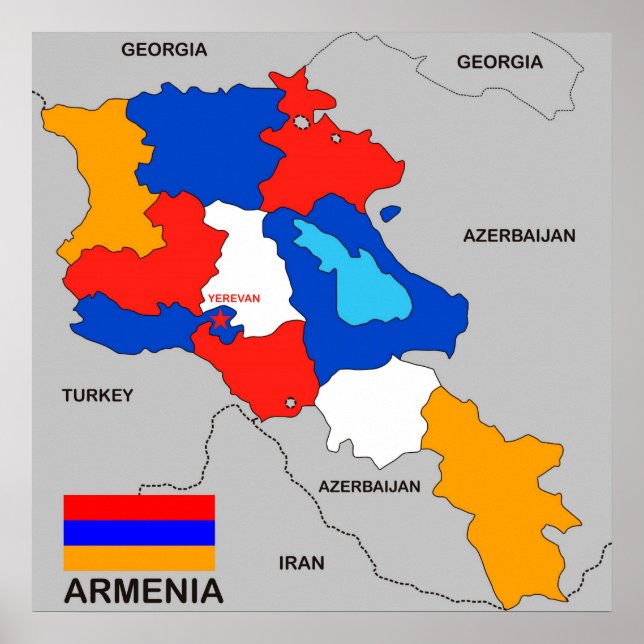 armenia country political map flag poster (Front)
