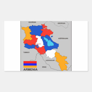 armenia country political map flag rectangular sticker
