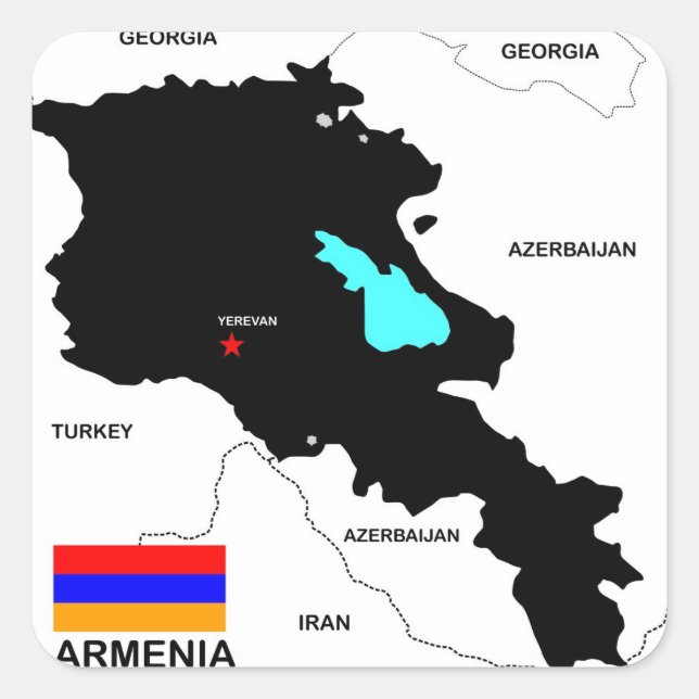 armenia country political map flag square sticker (Front)