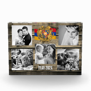 Armenia family photo block,  Armenian flag, wood