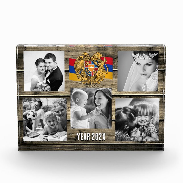 Armenia family photo block,  Armenian flag, wood (Front)