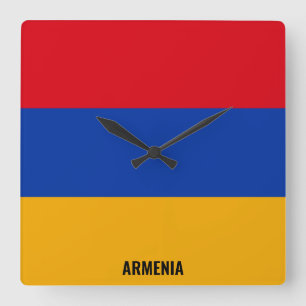 Armenia Flag Dazzling Patriotic Square Wall Clock