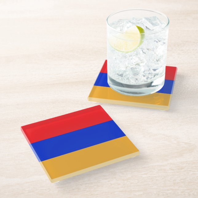 Armenia flag glass coaster (Angled)
