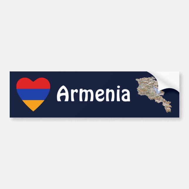 Armenia Flag Heart + Map Bumper Sticker (Front)