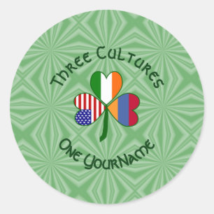 Armenia Ireland USA Shamrock Flag Personalise Classic Round Sticker