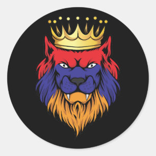 Armenia Lion King Flag Classic Round Sticker