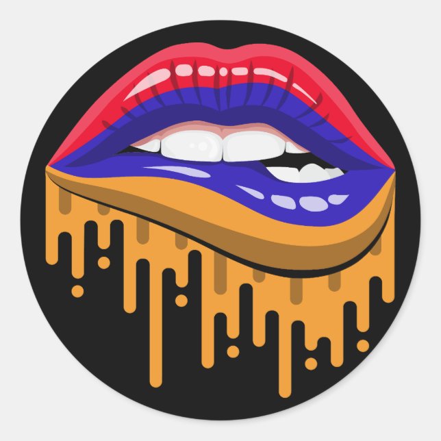 Armenia lips pride root flag classic round sticker (Front)