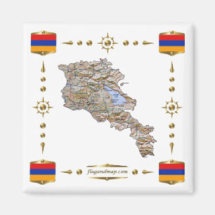Armenia Map + Flags Magnet