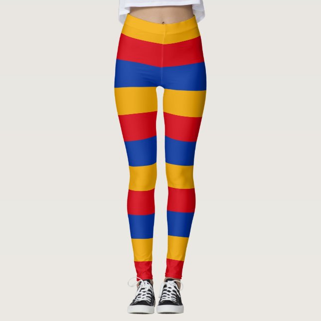 Armenia National Flag Colours Horizontal Striped Leggings (Front)