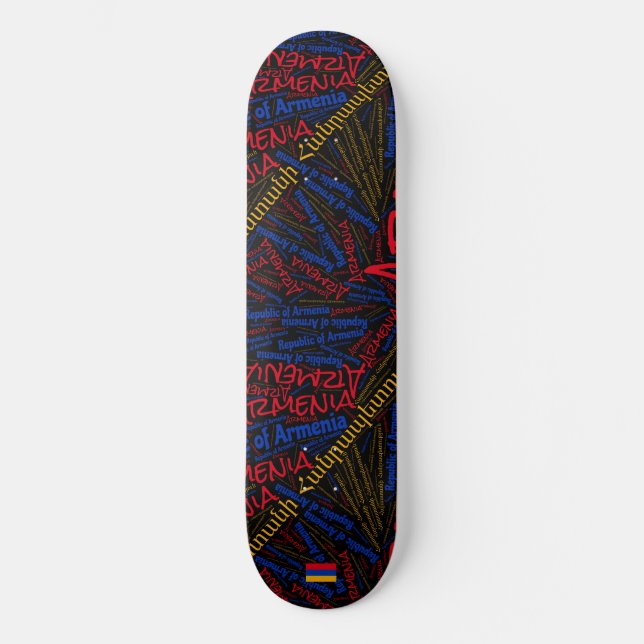 Armenia National Pride Wordcloud Skateboard (Front)