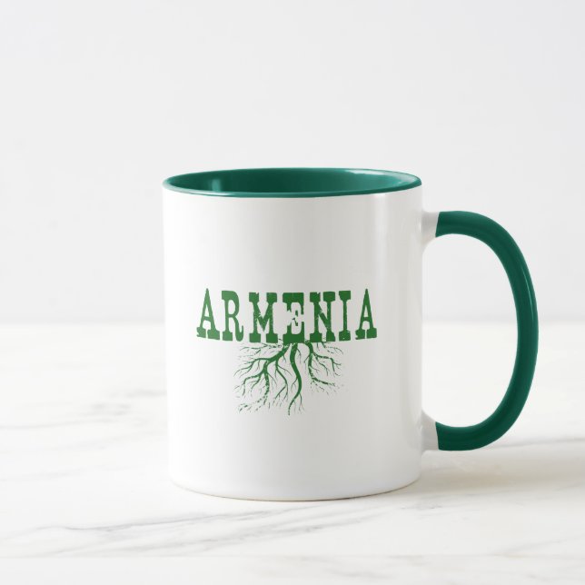 Armenia Rooted Green Tree Roots Armenian Word Art Mug (Right)