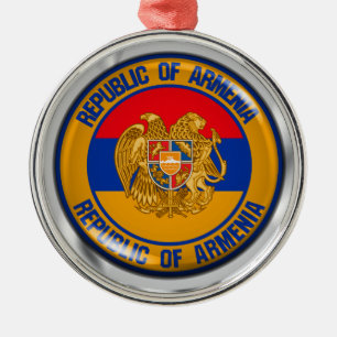 Armenia Round Emblem Metal Tree Decoration