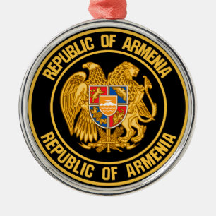 Armenia Round Emblem Metal Tree Decoration
