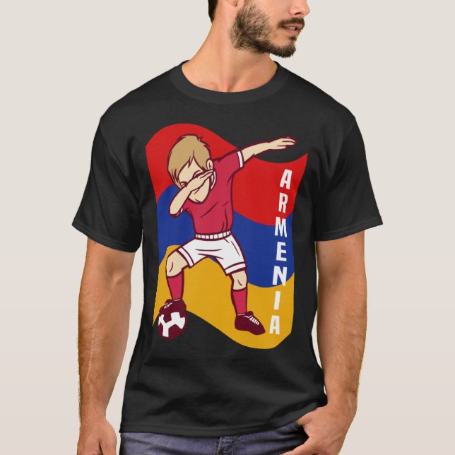 Armenia Soccer Player Dabbing National Flag Footba T-Shirt (Front)