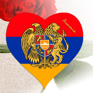 Armenia Sticker, Heart, Patriotic Armenian Flag Heart Sticker