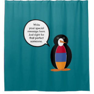 Armenia Talking Ms Penguin Personalised Shower Curtain