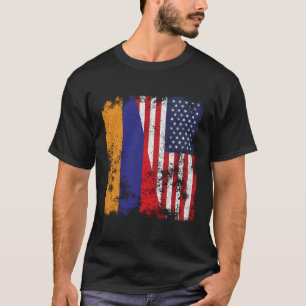 Armenia Usa Flag Distressed - Half American T-Shirt