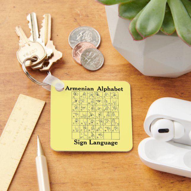 Armenian Alphabet Sign Language Keychain (Desk)