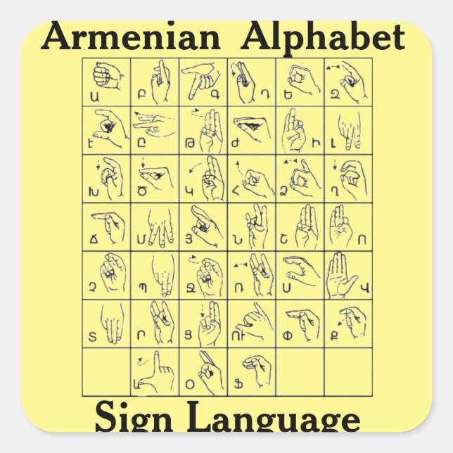 Armenian Alphabet Sign Language Sticker (Front)
