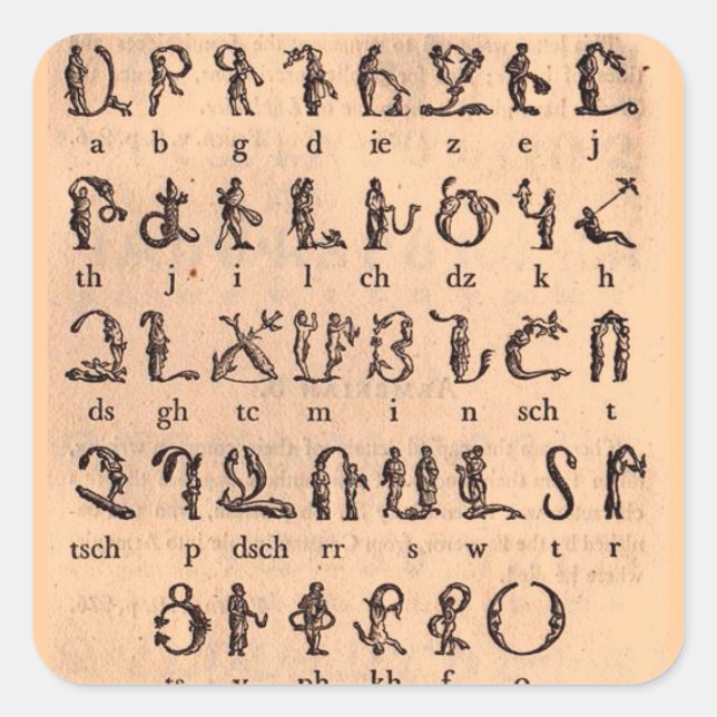 Armenian Alphabet Square Sticker (Front)