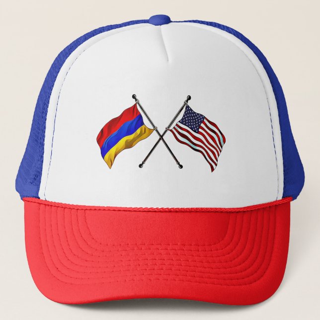 Armenian American Flags Trucker Hat (Front)