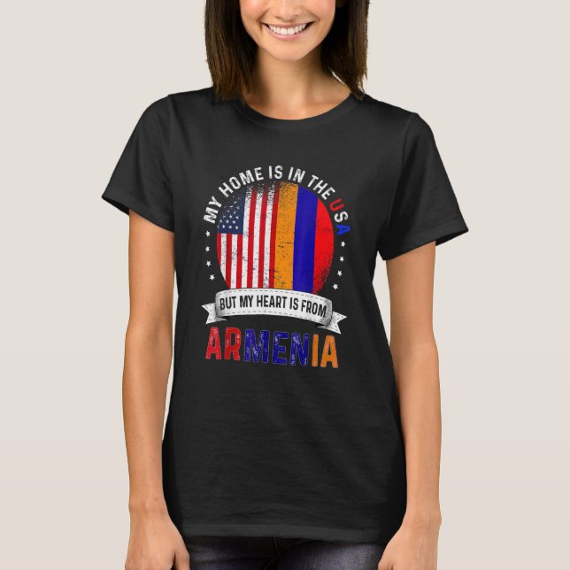Armenian American Patriot Heart is from Armenia Fl T-Shirt (Front)