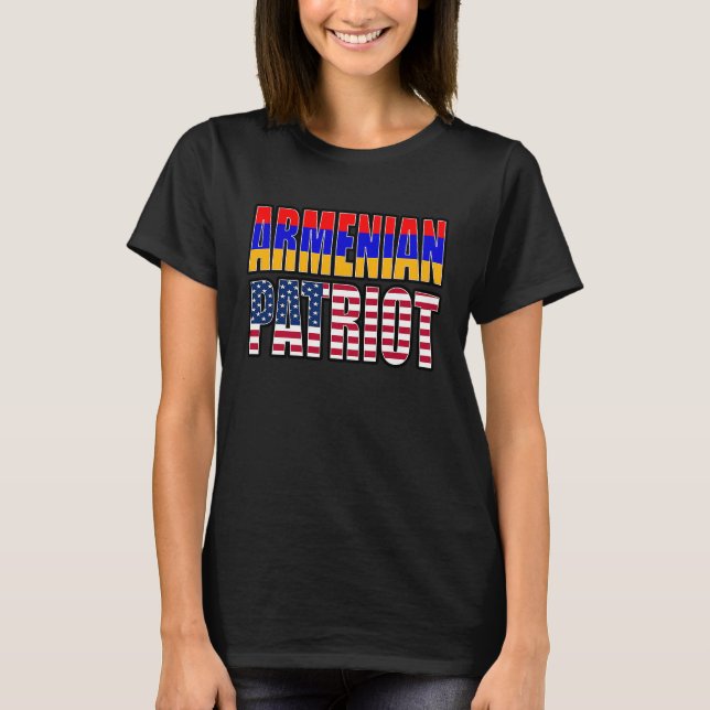 Armenian and American Pride Mix Heritage Flag T-Shirt (Front)