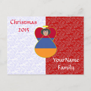 Armenian Angel Black Hair Dressed in Flag Holiday Postcard