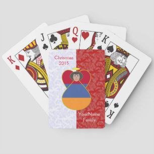 Armenian Angel Black Hair Dressed in Flag Playing Cards