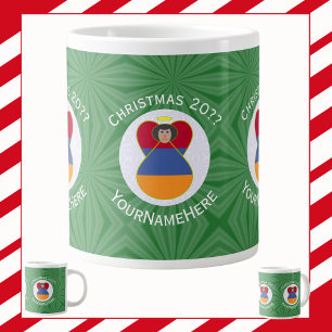 Armenian Angel Christmas Flag Personalised  Large Coffee Mug
