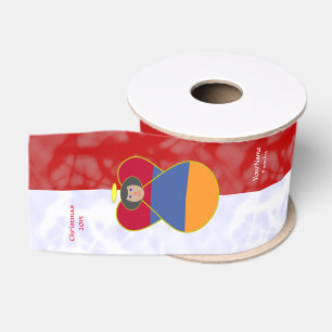 Armenian Angel Flag Red White Personalised Text Grosgrain Ribbon