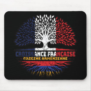 Armenian Armenia French France Tree Roots Flag Mouse Mat