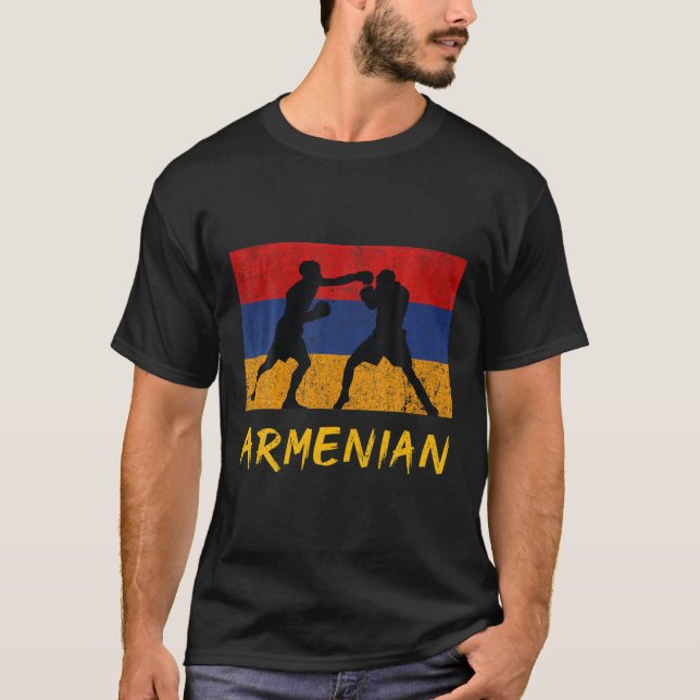 Armenian Boxing Gloves Armenia Pride Gift Men Boy T-Shirt (Front)