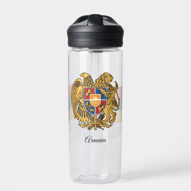 Armenian Coat of Arms, Flag, Armenia Water Bottle (Front)