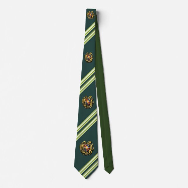 Armenian Coat of arms green necktie (Front)