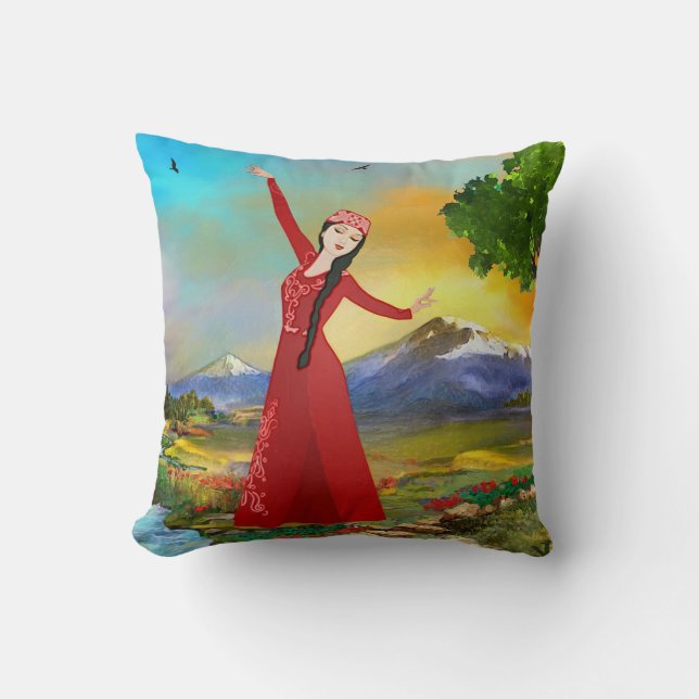 Armenian Dancer Throw Pillow (Front)