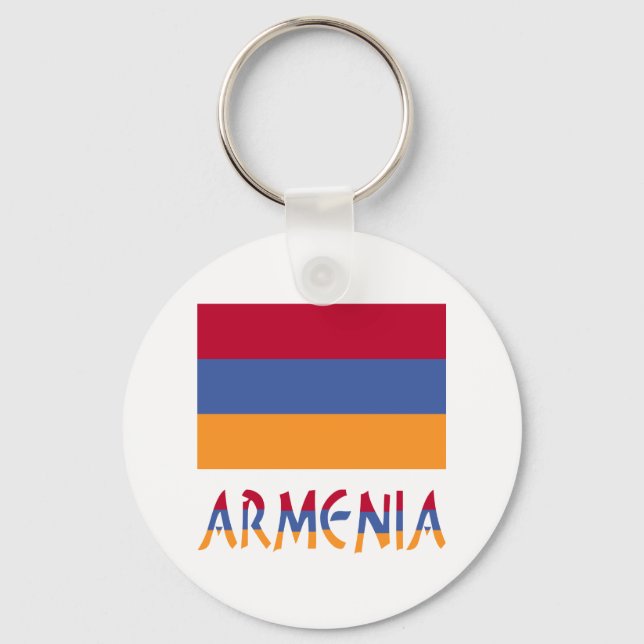 Armenian Flag and Armenia in Flag Colours Key Ring (Front)