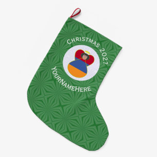 Armenian Flag Angel Christmas Personalised Large Christmas Stocking