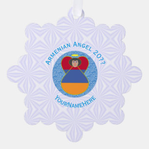 Armenian Flag Angel Personalised Text Tree Decoration Card