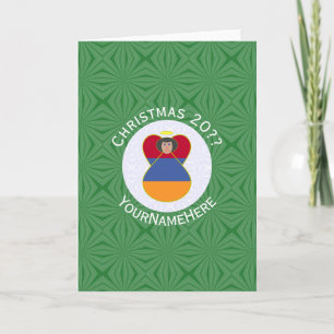 Armenian Flag Christmas Angel Folded Greeting Card