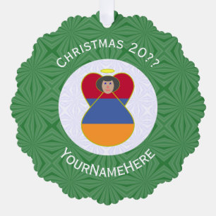 Armenian Flag Christmas Angel Personalised Tree Decoration Card