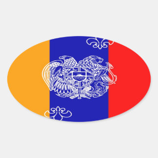 Armenian Flag & Coat of Arms Oval Sticker