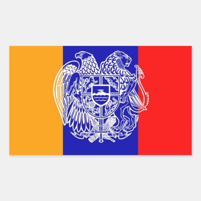 Armenian Flag & Coat of Arms Rectangular Sticker (Front)