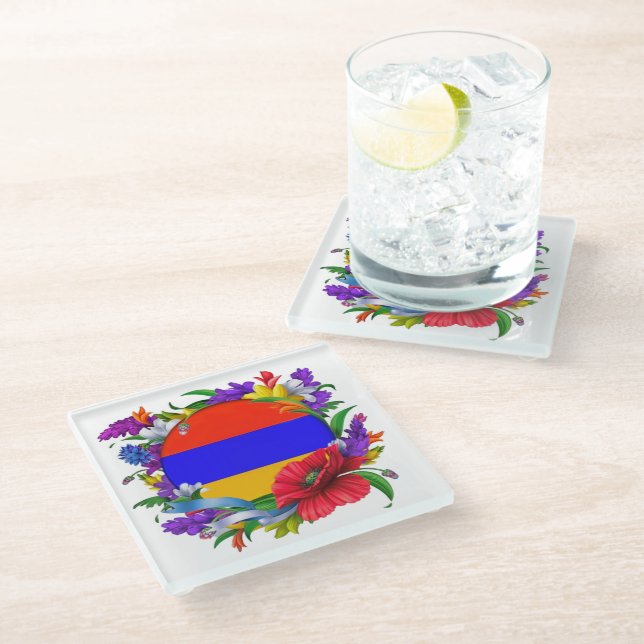 Armenian flag glass Coaster (Angled)