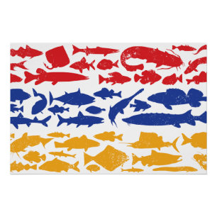 Armenian Flag Made of Fish – Fishing Design Poster