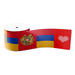 Armenian Flag Ribbon, Emblem, Heart, Armenia Grosgrain Ribbon