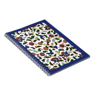 Armenian Floral Print - Navy Blue & White Notebook