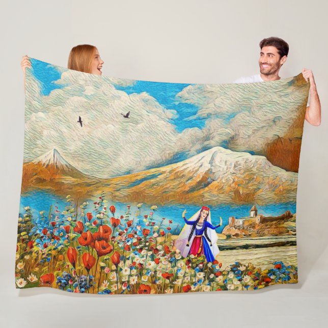 Armenian Flower Girl Fleece Blanket (In Situ)