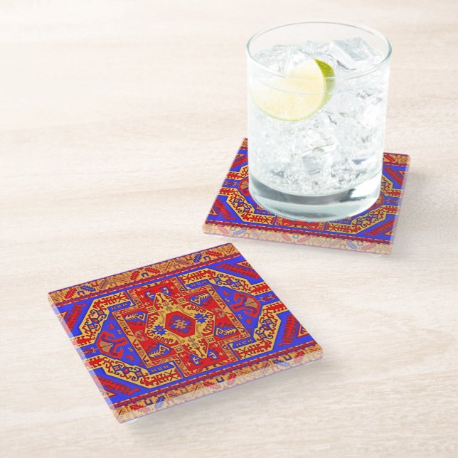 Armenian Folk Art Glass Coaster (Angled)