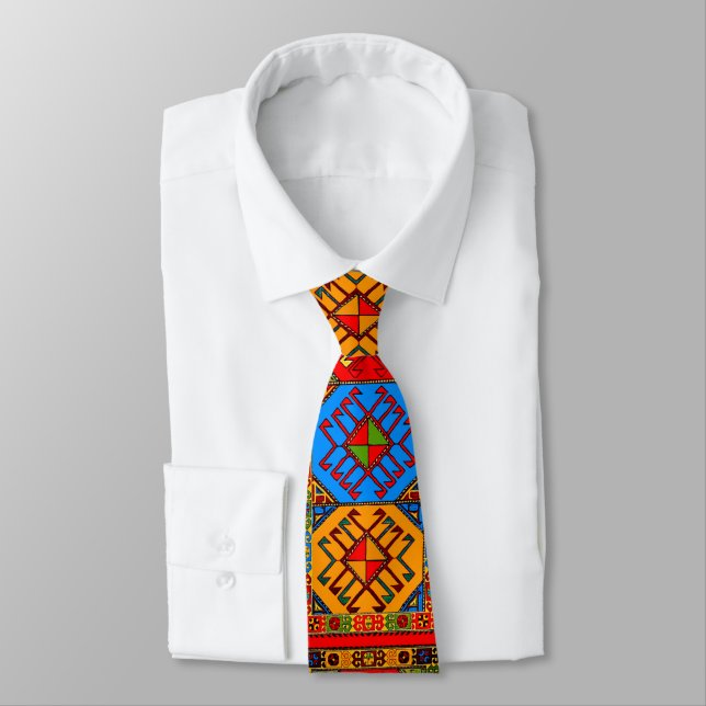Armenian Folk Art Neck Tie (Tied)
